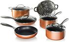 Gotham Steel Copper Cast Textured Nonstick 10 Piece Pots and Pan Cookware Set 