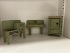 Seltenes, Vintage, 1920er-1930er Puppenhaus Miniatur-Küchenset