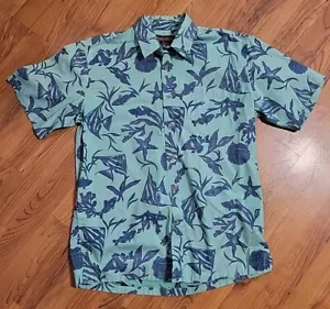Camisa hawaiana Cooke Street Mediana Abotonada SS Tropical Playa Peces Océano 🐟 Usada en Excelente Condición - Imagen 1 de 5
