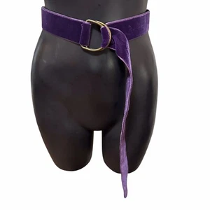 Cinturón de cintura de terciopelo púrpura con hebilla de anillo en D 39 pulgadas x 1,5 pulgadas vintage de doble cara - Imagen 1 de 6