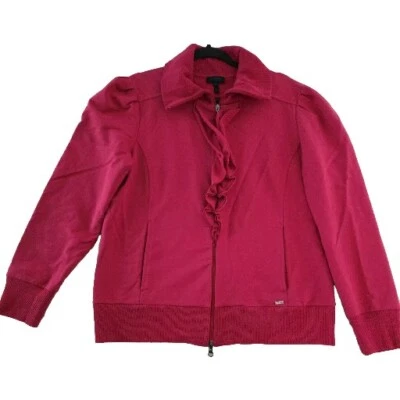 Chaqueta deportiva Escada para mujer XL rosa cremallera atletismo gimnasio comodidad bolsillos volantes Foto 1 de 4