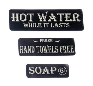 Soap - Hand Towels Free - Hot Water Set of 3 Removable Vinyl Decal Stickers - Picture 1 of 4