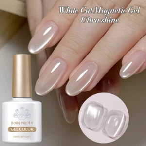 BORN PRETTY 10ml White Cat Magnetic Gel Ultra Shine Soak Off UV Gel Nail Polish - Picture 1 of 27