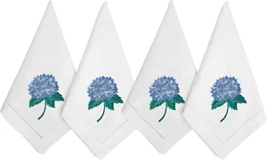 Bestickte Baumwolle Tischserviette, Stoffservietten 4er Set 18"X18" Blume Hortensie - Bild 1 von 5