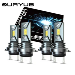 H7 LED Headlights Bulbs 6000K High Low Beams Kit Combo Super White Bright 4Pcs - Picture 1 of 10