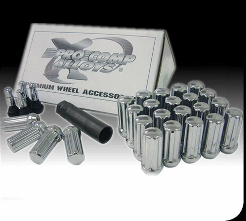 Pro Comp Alloy 16143 Lug Nut Kit - 20ct 14x1.5 Spline 5 Lug Chrome Nuts - Image 1 of 1