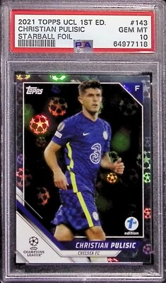 2021 Topps UCL 1st Edition #143 Christian Pulisic Starball Foil PSA 10 POP 1 - Image 1 of 2