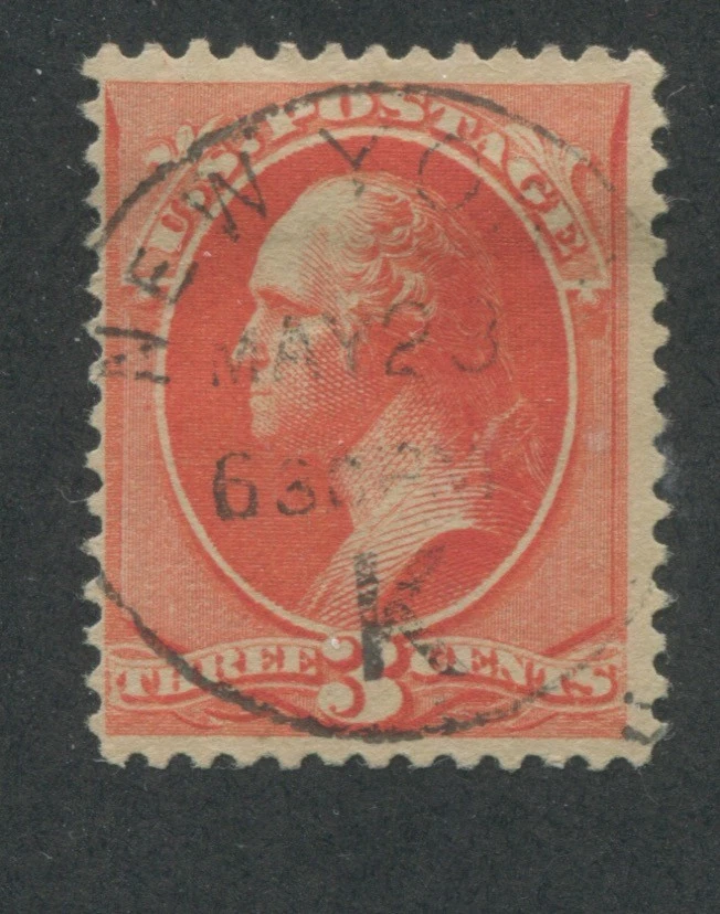 1887 US Stamp #214 Used F/VF New York Cancel Catalogue Value $50 - Image 1 of 1