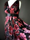 Size 18 Silk Mix Floaty Black Red & Pink Fit & Flare Wedding Party Formal Dress
