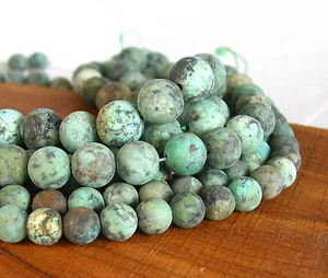 PICK 15" 6mm 8mm 10mm 12mm African Turquoise FROSTED round natural Beads - Picture 1 of 4