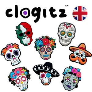 Sugar Skull 🇲🇽🌵🥑🌶 🌮💀 Shoe Charms for Crocs CLOGITZ UK 🇬🇧 - Picture 1 of 9