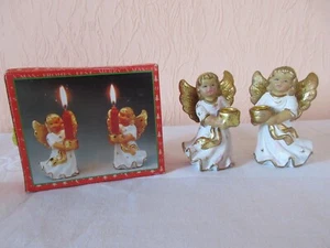2er Set Porzellan Kerzenhalter Engel weiß-gold, Höhe 9 cm, OVP - Bild 1 von 6