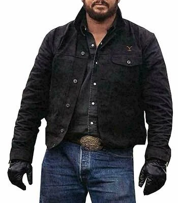 Chaqueta de Algodón Yellowstone Rip Wheeler Cole Hauser Vaquero Negro Chaqueta de Algodón Hombres Foto 1 de 4
