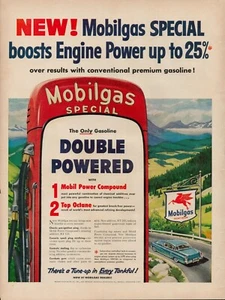 1954 Mobil Gas Oil Gasoline Vintage Print Ad Octane Power Road Mountains USA - Picture 1 of 8