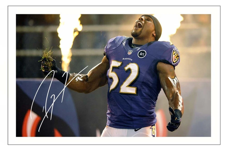 RAY LEWIS Signed Autograph PHOTO Fan Signature Gift Print BALTIMORE RAVENS NFL - Image 1 of 1