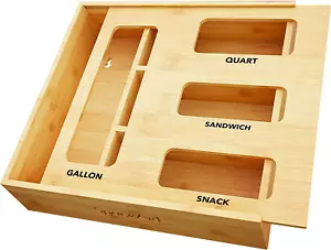 Spaceaid Bag Storage Organizer for Kitchen Drawer, Bamboo Organizer, Compatible - Picture 1 of 12