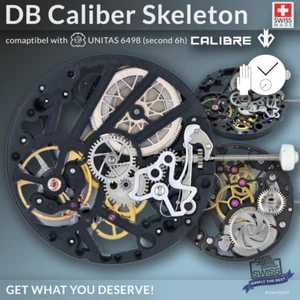 MOVEMENT Calibre DB6 (comp. UNITAS 6498), HANDWINDING MANUAL Skeleton black BIG - Picture 1 of 2
