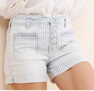 Anthropologie Pilcro and the Letterpress High-Rise Slim Striped Jean Shorts 26 - Picture 1 of 8
