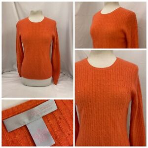 Sophia Milano Sweater M Women Orange 100% Cashmere Crew YGI T1-70