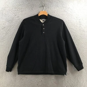 Eddie Bauer Henley Sweatshirt Mens 2XL Black Cotton Blend Long Sleeve Pullover - Picture 1 of 13