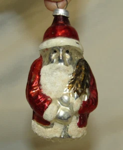 Austria Antique Red Glass Santa With Tree Vintage Christmas Ornament 1950's - Picture 1 of 8