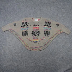Loana Sweater Girls Large Beige Pullover Knit Poncho Aztec Tribal Southwest VTG - Picture 1 of 14