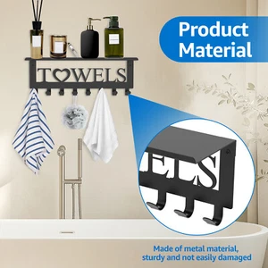 Pool Towel Racks with Shelf Wall Mount Pool Towel Holder Rack Pool Towel qrlLc - Picture 1 of 11