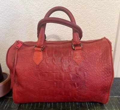DE COLECCIÓN UNISA COCODRILO CUERO ROJO EN RELIEVE DR. BOLSO BOLSO MONEDERO Foto 1 de 4