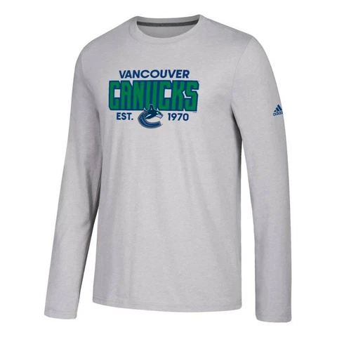 Vancouver Canucks NHL Adidas Men's Grey "Established" Climalite T-Shirt Cover