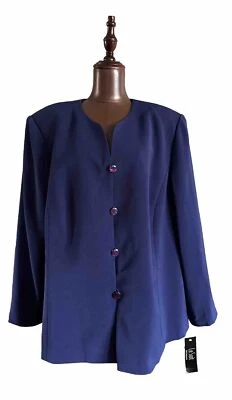 Nuevo Traje Chaqueta Le Suit Mujer Azul Real Cierre Frontal Botón Talla:20W Foto 1 de 4