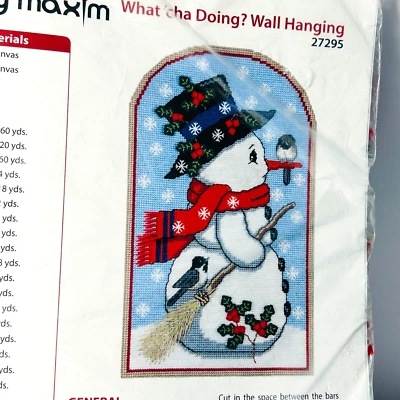 Mary Maxim Snowman Plastic Canvas Wall Hanging Kit Whatcha Doing 27295 NEW - Image 1 of 4