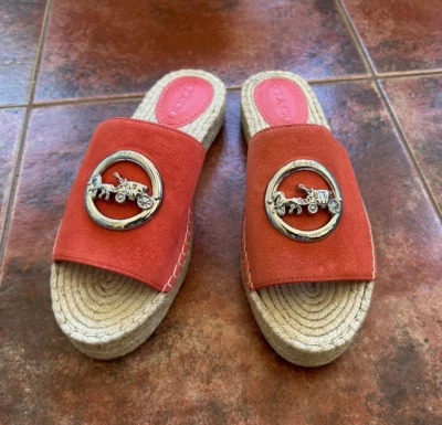Nuevas Sandalias Coach Camille Gamuza Alpargata Deslizables 7.5 B Color Salmón Foto 1 de 4