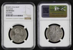 1916 BAHT Thailand NGC AU DETAILS BE2459 CLEANED - Picture 1 of 5