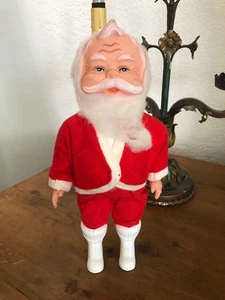 Figura de muñeca Papá Noel de pie de 11" de colección cara de goma fieltro conjunto años 50 - Imagen 1 de 8