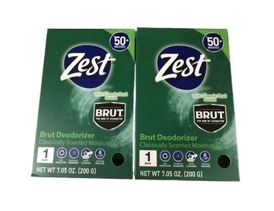 NEW! ZEST (2-BARS) 7.05 Oz. (200g) 💚🫧 ●BRUT● Moisture Bar 🫧 With Brut Scent. - Image 1 of 4