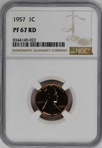 1957 Lincoln Wheat Cent NGC PF 67 RD - Picture 1 of 4