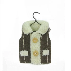 Raz 5.25" Country Cabin Brown Striped Winter Vest on Hanger Christmas Ornament - Picture 1 of 1