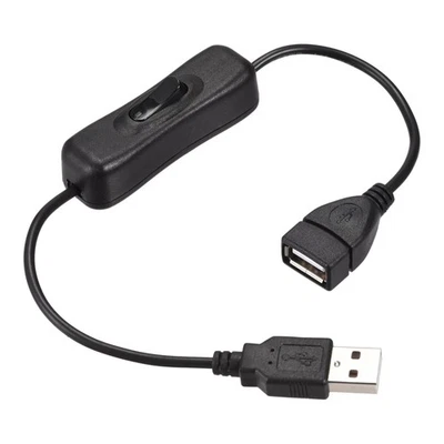 USB Cable with ON/Off Switch USB Male to Female Extension Cord 30cm Black 2Pcs - Image 1 of 4