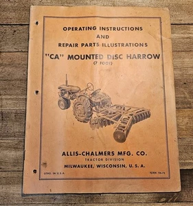 Erpice a disco montato Allis Chalmers WD manuale riparazione e libro proprietari ricambi - Foto 1 di 3