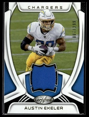 2021 Panini Certified #M-AK Austin Ekeler Materials #/299 - Image 1 of 2