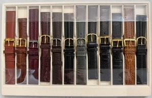 Konvolut 12 Stück Uhrenarmbänder 18mm sortiert Echt Leder gold-silber schnallen - Picture 1 of 2