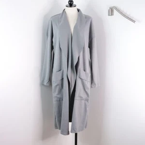 New Unbranded Women's XL Gray Long Open Front Draped Duster Cardigan w/ Pockets - Picture 1 of 9