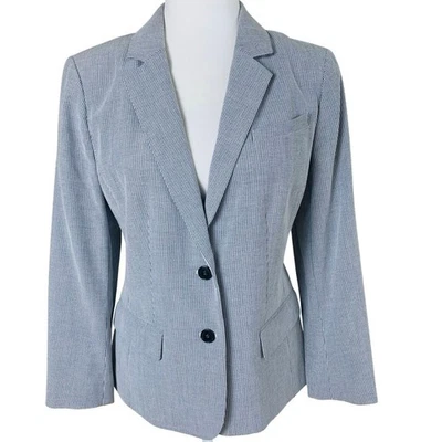 Chaqueta Blazer Ann Taylor Talla 8 Rayas Azul Trabajo Primavera Verano Ligera Foto 1 de 4