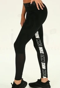 Nike Pro Sport Distort Leggings Graphic Logo Workout Women's M Black AQ0068-010 - Picture 1 of 4