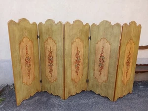 SEPARE' PARAVENTO 5 ANTE LEGNO CON FIORI DIPINTI - BAROCCHETTO - 1960 EMILIA - Foto 1 di 17