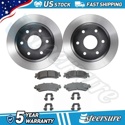 Conjunto de pastilhas de freio a disco traseiro rotor de freio a disco compatível com 2003-2007 Chevrolet Silverado 1500 - Imagem 1 de 4