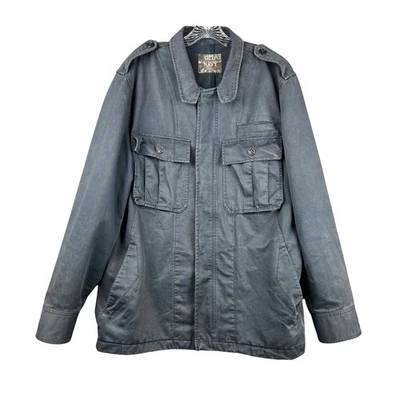 Abrigo chaqueta estilo militar azul grande azul marino antiguo para hombre Foto 1 de 4
