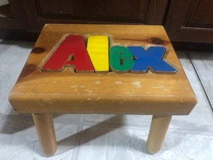 Damhorst Toys "Alex" Small Name Wood Childrens Puzzle Stool Primary Colors - Picture 1 of 9