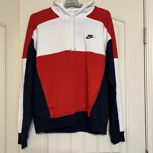 Nike Sportswear Club Hoodie Color Block Red White Blue Size Large NWT - Picture 1 of 9