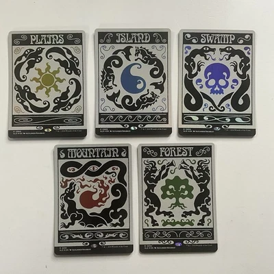 MTG Set Of 5 Basic Lands *Rainbow Foil* MagicCon Atlanta FIAB MT/NM Free Ship - Image 1 of 4